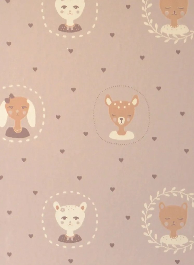 Majvillan Carta da parati Hearts - Warm Lilac