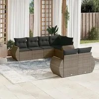 Set Divani da Giardino 7 pz con Cuscini Grigio in Polyrattan 3221609