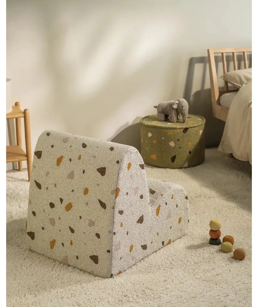 Poltrona per bambini bianca con rivestimento in bouclé e ciniglia Terrazzo Cloud – Wigiwama