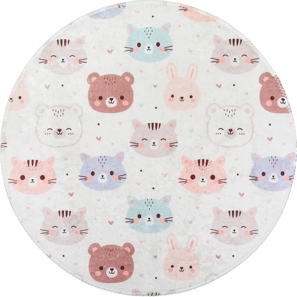 Tappeto per bambini avorio lavabile ø120 cm Cute Animals – Vitaus