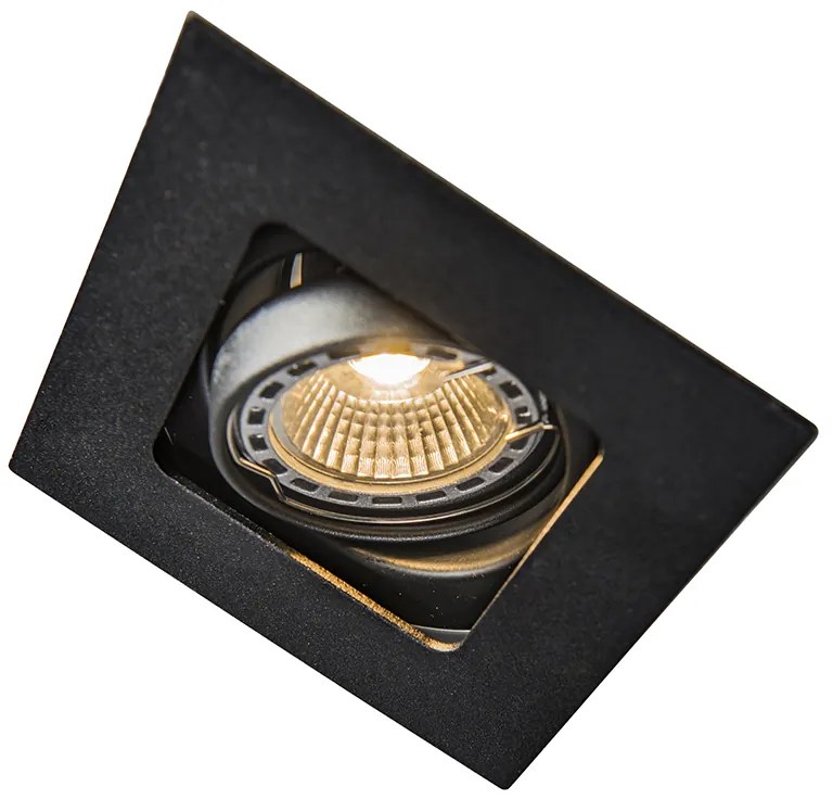 Set di 6 faretti da incasso quadrati neri orientabili - Artemis