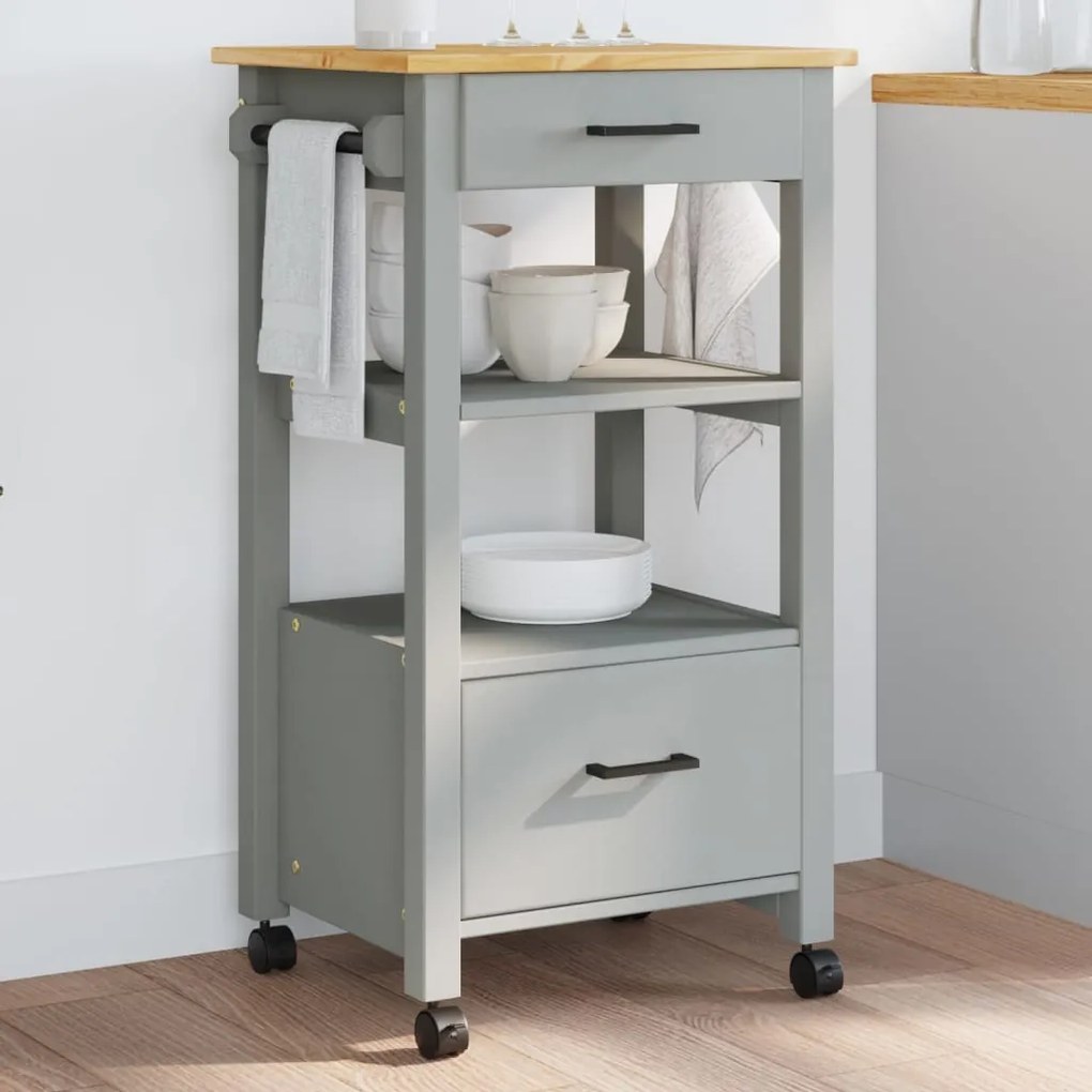 Carrello da cucina monza 48x40x90 cm in legno massello di pino