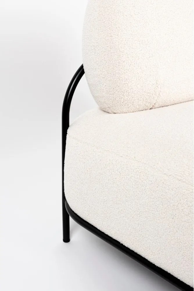 Divano bouclé crema 125 cm Polly - White Label