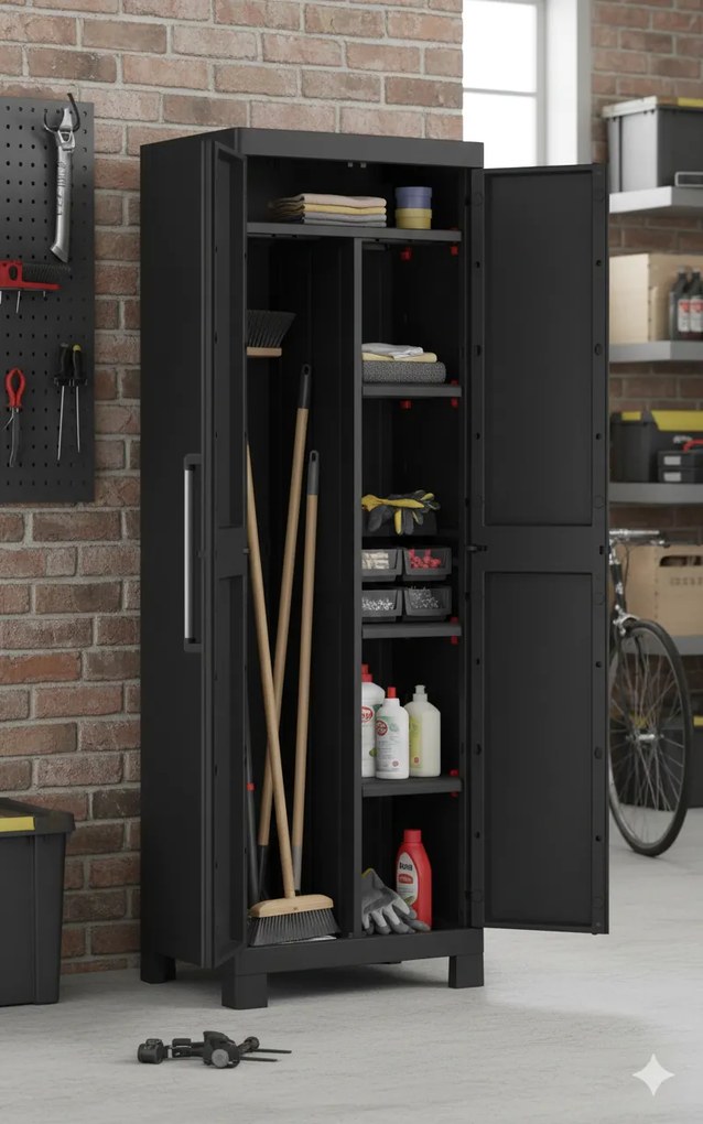 Armadio in Resina 4 Ripiani 65x45x182 cm Keter Detroit Portascope Nero...