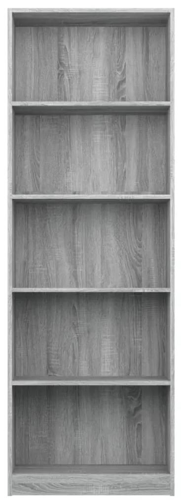 Libreria 5 ripiani grigio sonoma 60x24x175 cm legno multistrato