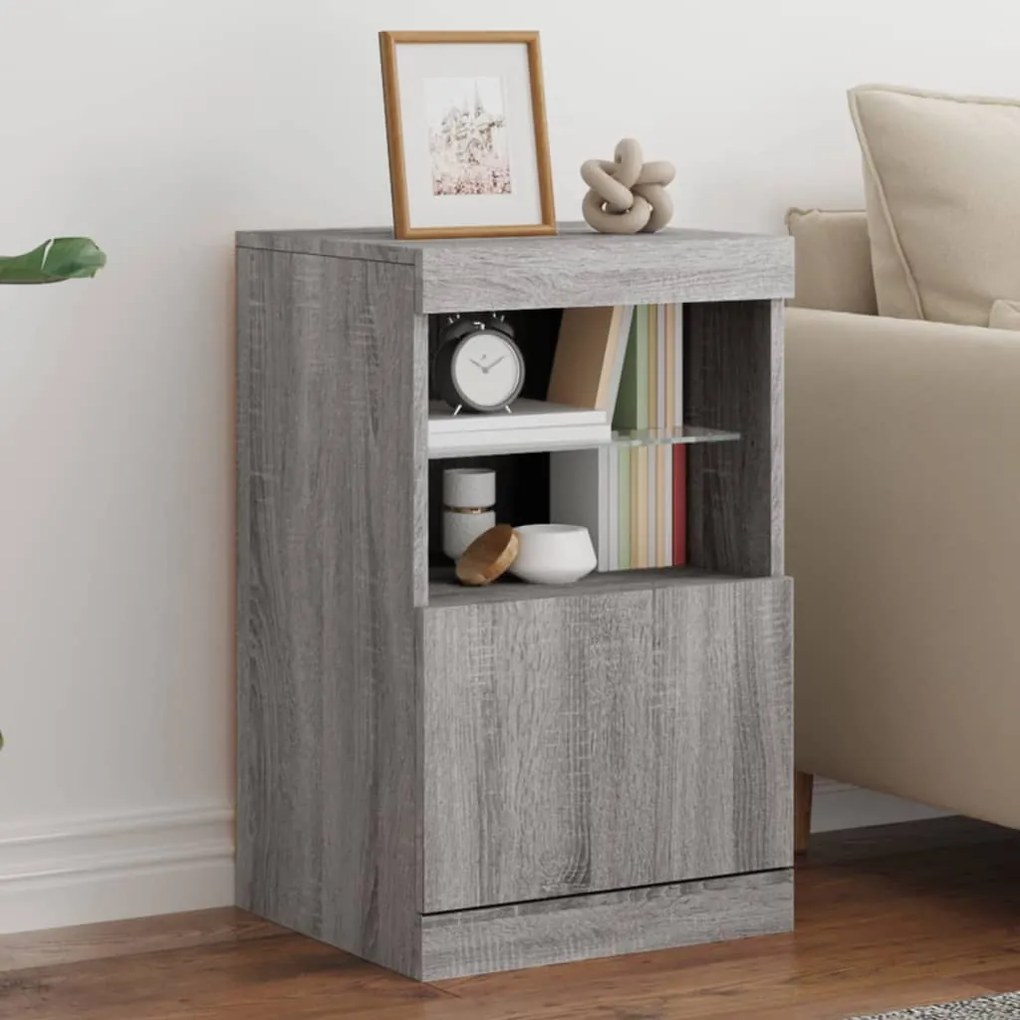 Credenza con luci led grigio sonoma 41x37x67 cm