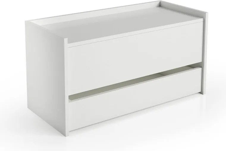Panca scarpiera TERRANEO 1 anta apertura a ribalta, L 90 x H 46 x P 40 cm 3 paia, bianco