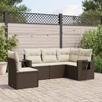 Set Divano da Giardino 5 pz con Cuscini Marrone in Polyrattan 3220172