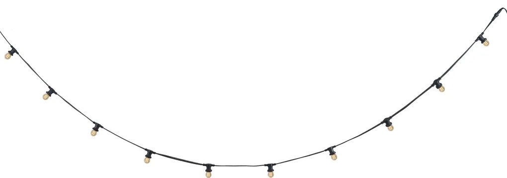 Catena luminosa nera collegabile con spina, 6m, 10 luci E27, IP64 - Lubber