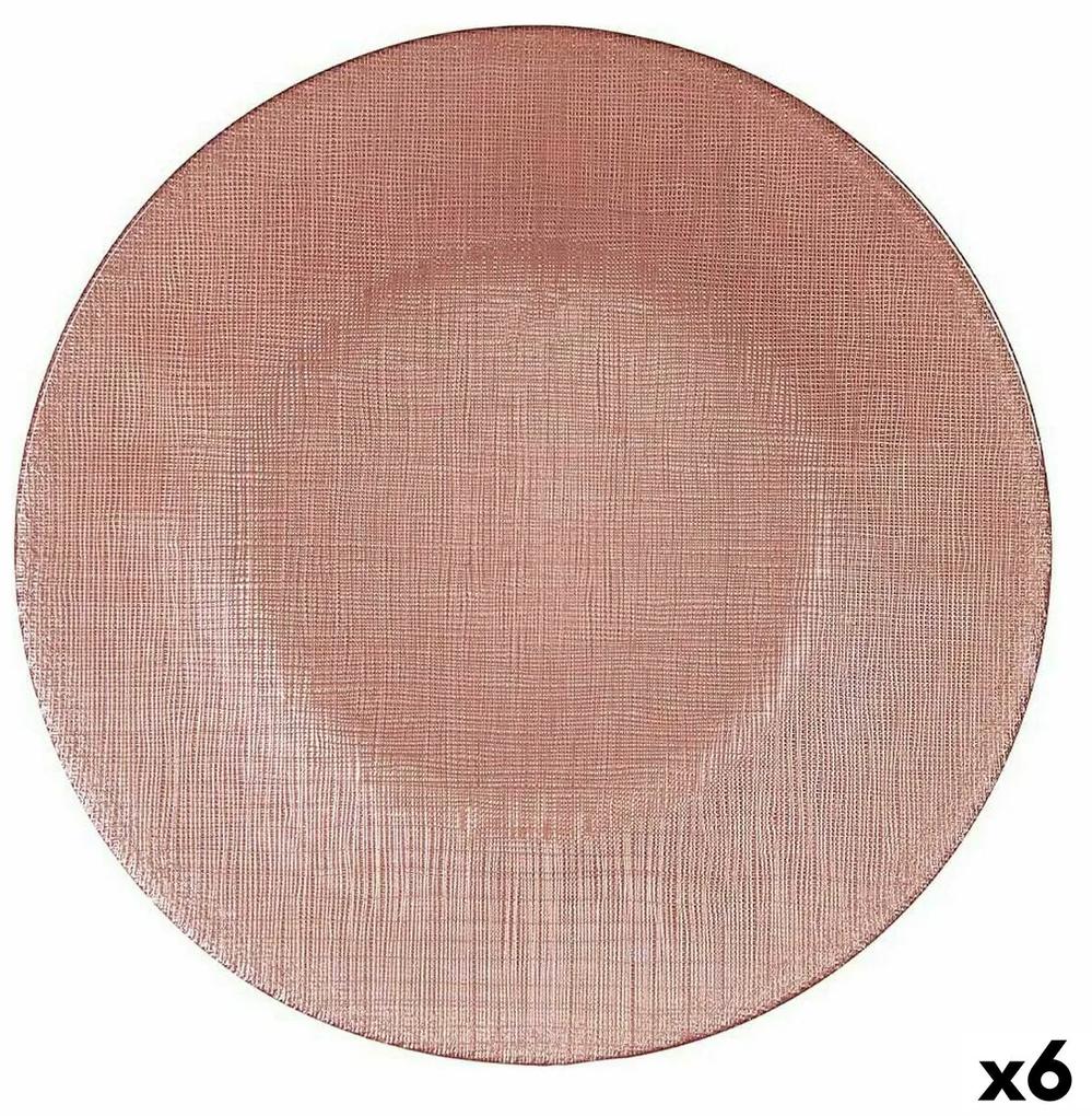 Piatto da pranzo Rosa Vetro 26,6 x 2 x 26,6 cm (6 Unità)