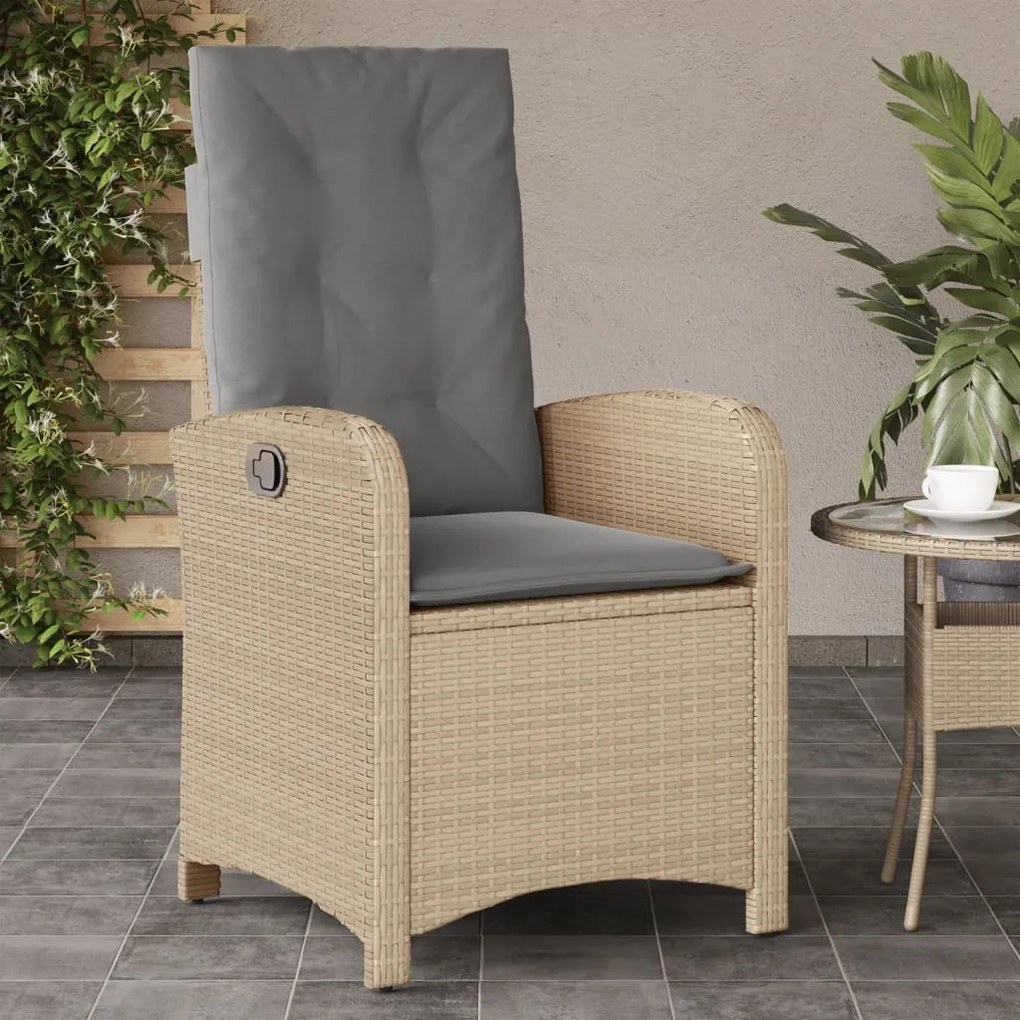 Sedie reclinabili giardino 2pz cuscini beige misto polyrattan