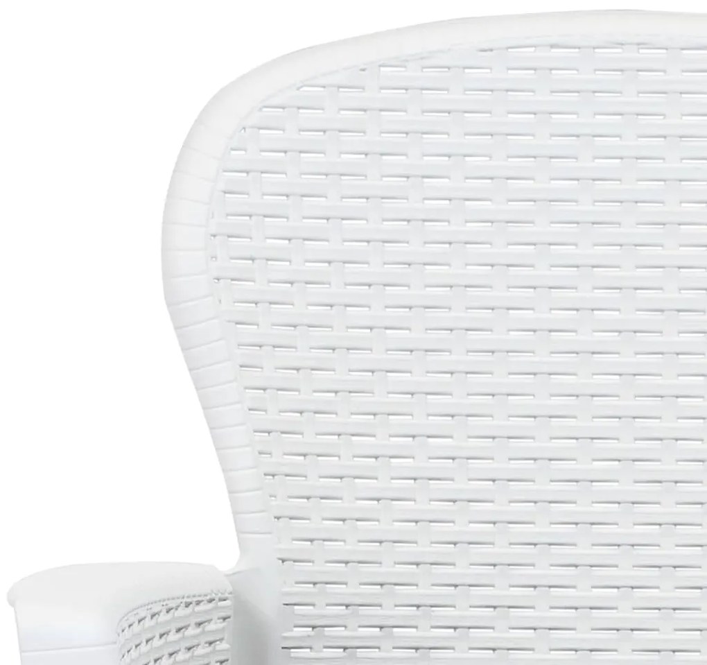 Set pranzo da giardino 5 pz in plastica stile rattan bianco