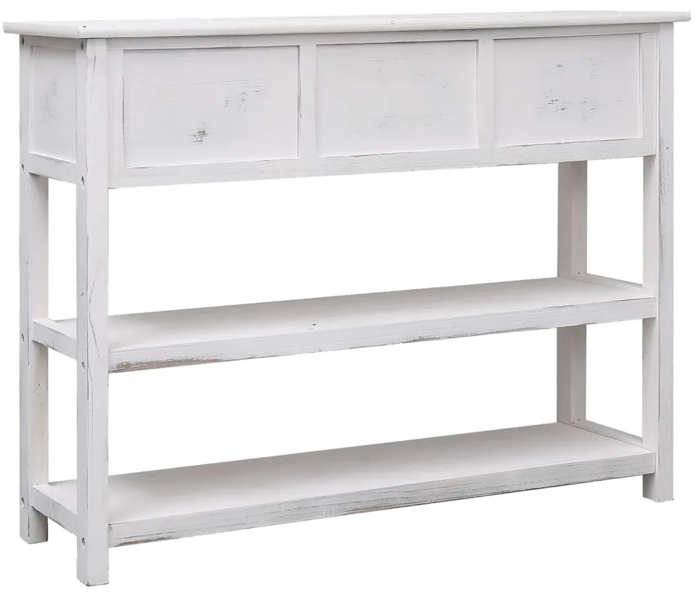 Credenza bianco antico 108x30x76 cm legno massello di paulonia