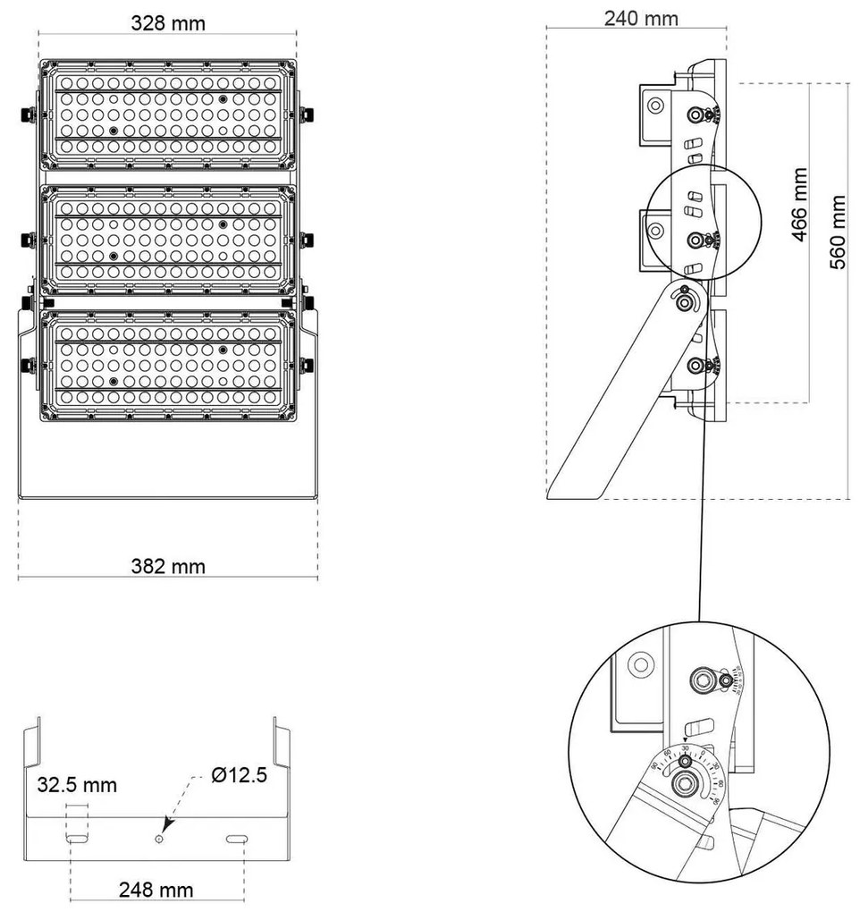 Faro Modulare LED 600W IP66 167lm/W No Flickering con driver Philips Colore Bianco Freddo 5.000K