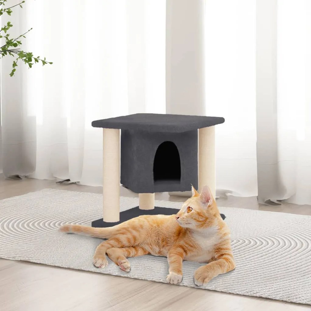 Albero per gatti con tiragraffi in sisal grigio scuro 37 cm