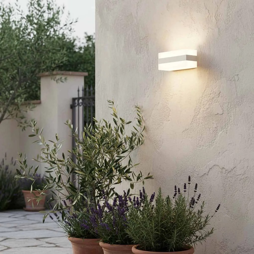 Applique 2xE27 a Luce Diffusa IP65 con fascia Bianca Inox - Serie Glow