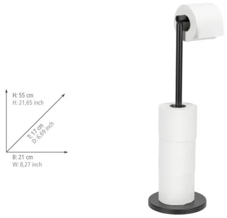 WENKO 24034100 - Portarotolo per carta igienica 21x55 cm nero/argento