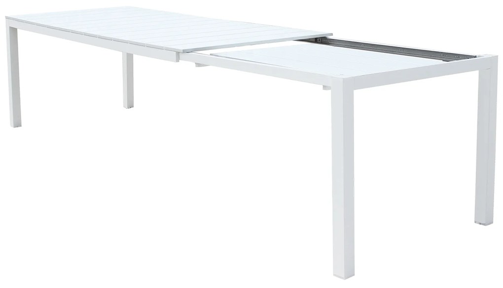 ALASKA - set tavolo in alluminio cm 214/280 x 100 x 75,5 h con 10 poltrone Lotus