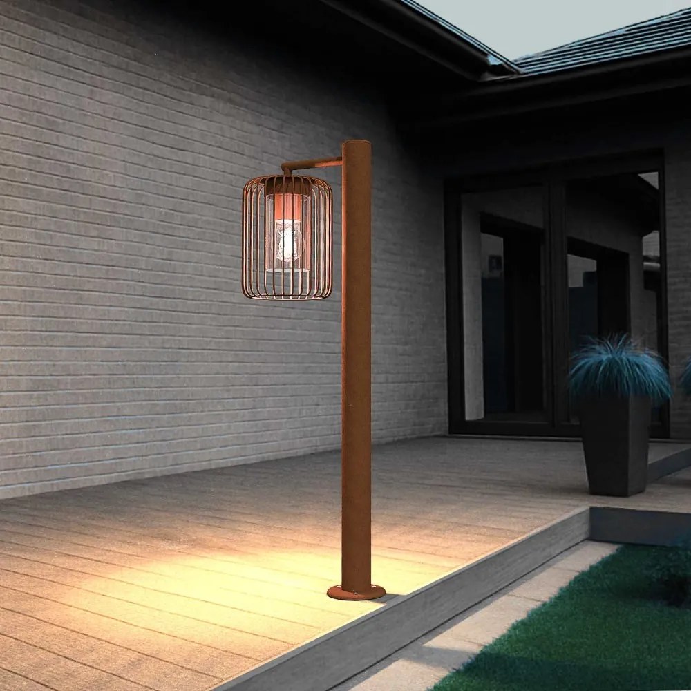 Paletto da Giardino Corten a Lanterna 80cm Base E27 IP54 - Serie NEXUS Colore Corten