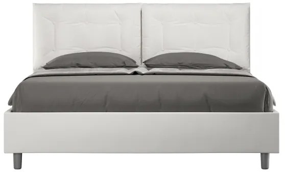 Letto con rete imbottito 160x200 similpelle bianco Annalisa