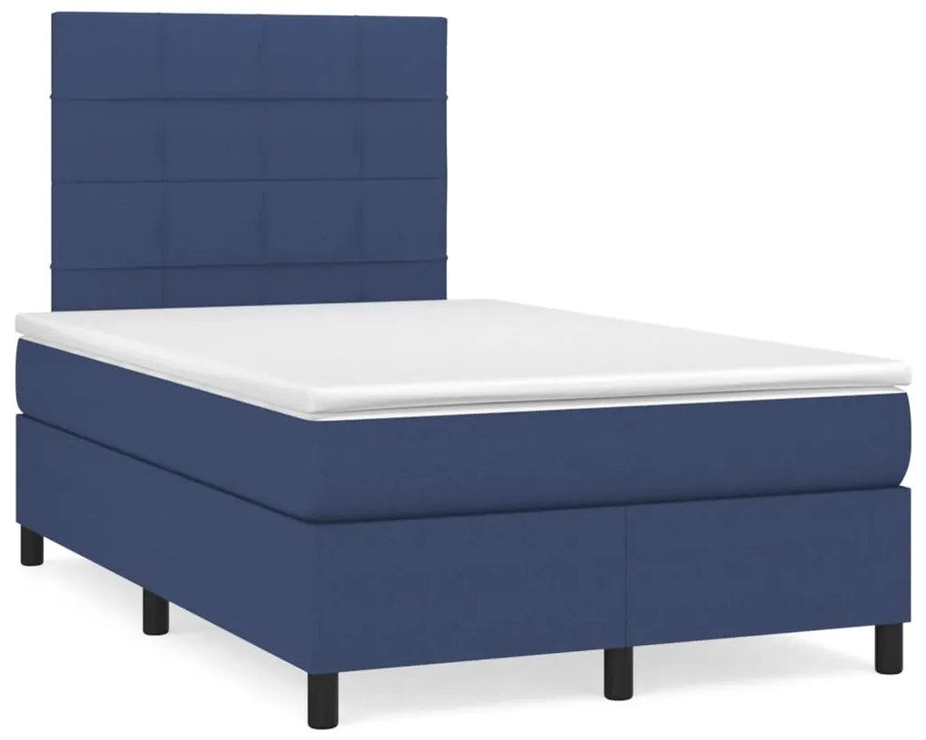 Letto a molle con materasso e led blu 120x190 cm in tessuto