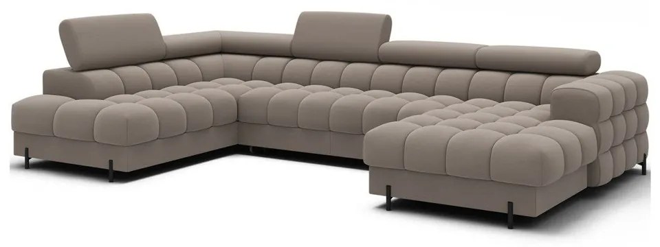 Divano angolare marrone chiaro allungabile (con penisola a sinistra/a U) con rivestimento in velluto Feraria – ELTAP