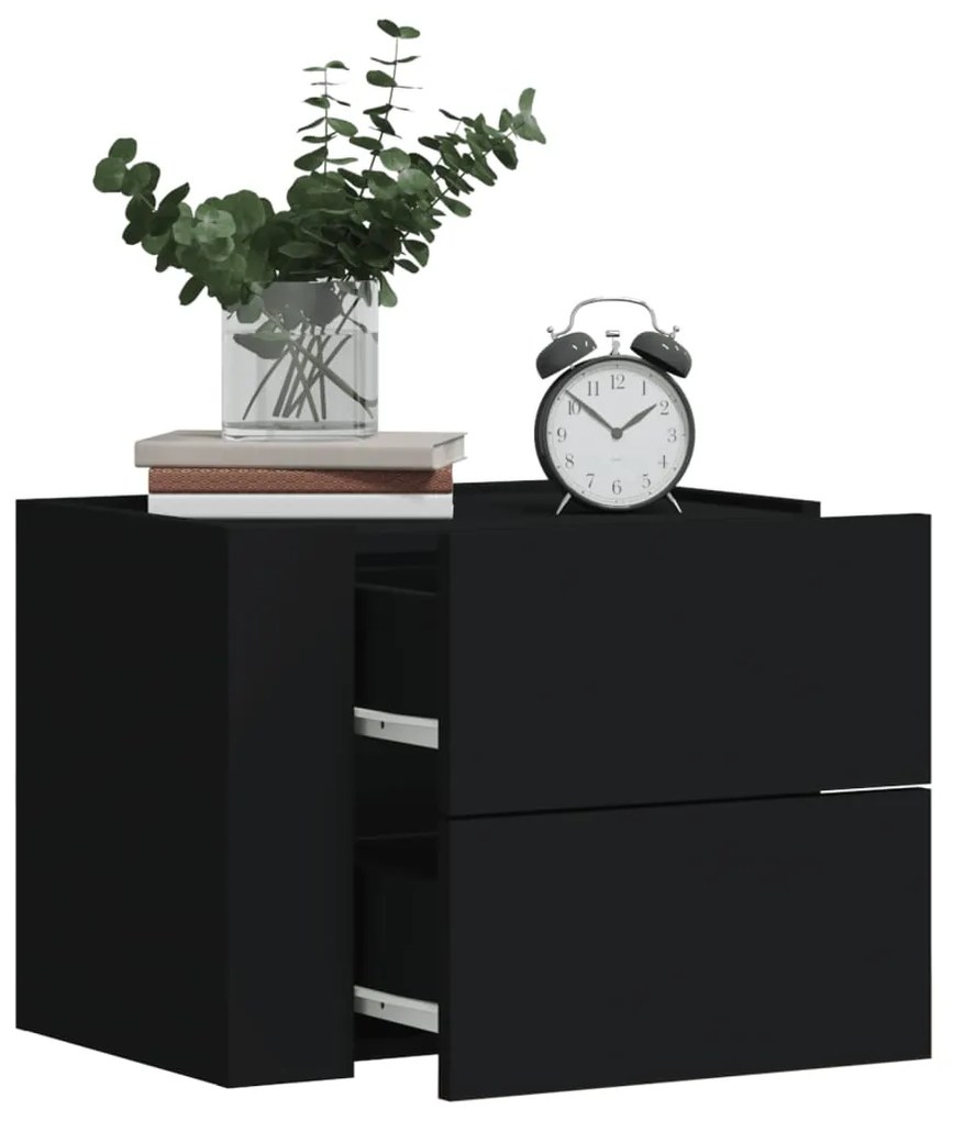Comodini A Muro 2 Pz Nero 45x30x35 Cm /