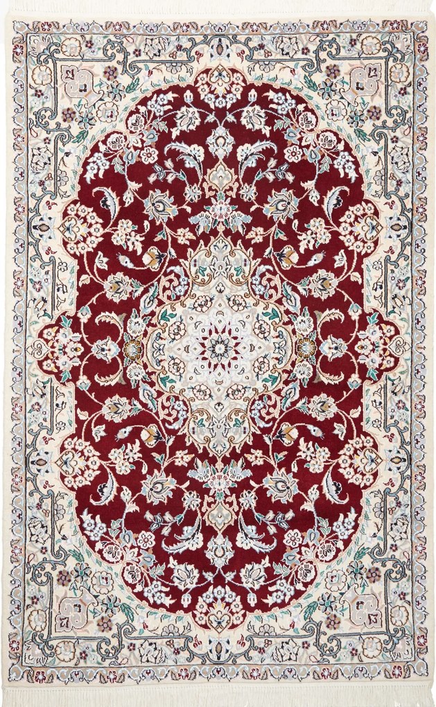 Nain Tappeto persiano 160 x 110 Rosso (Iran) Annodato A Mano