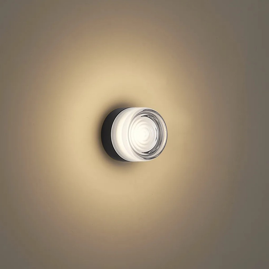 Lampada da parete di design nera con vetro opale IP44 - Michele