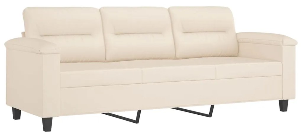 Divano a 3 posti con cuscini beige 180 cm tessuto microfibra