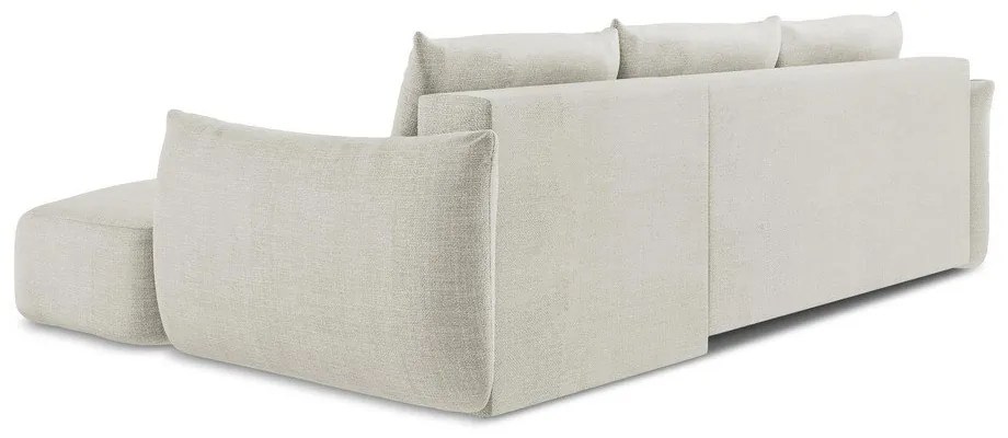 Divano angolare beige allungabile (con penisola a destra/con chaise lounge) Leila – Makamii