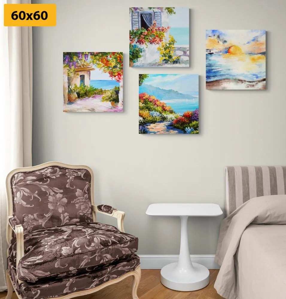 Set di quadri – Alba sul mare