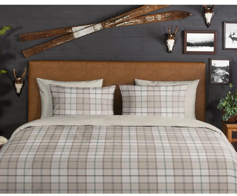 Set lenzuola letto una piazza e mezza in flanella tortora 140x200 cm Bernardus - Good Morning