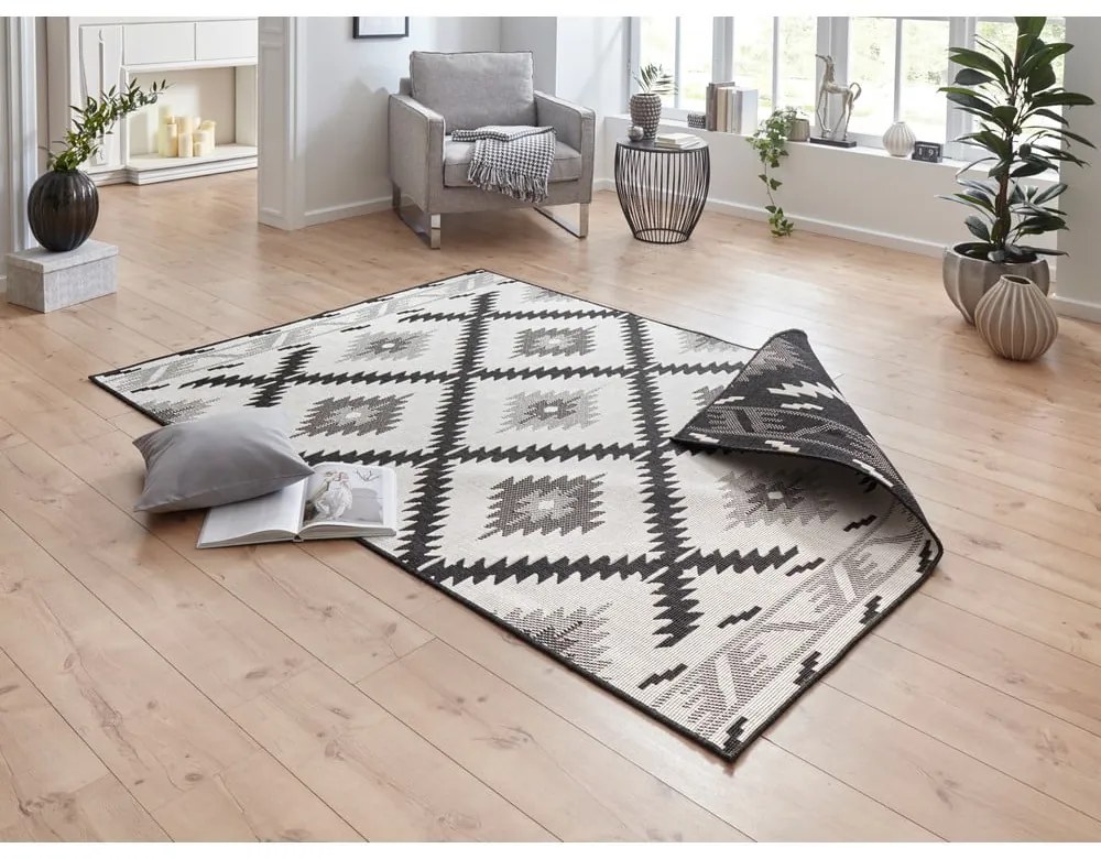 Tappeto da esterno nero e crema , 170 x 120 cm Malibu - NORTHRUGS