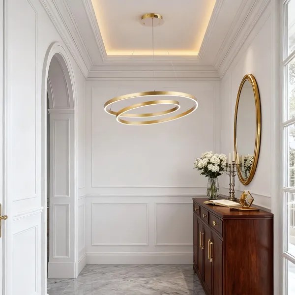 Brilagi-LED Lampadario dimmerabile a sospensione su cavo TWISTER LED/75W/230V Ø 70 cm dorato + telecomando