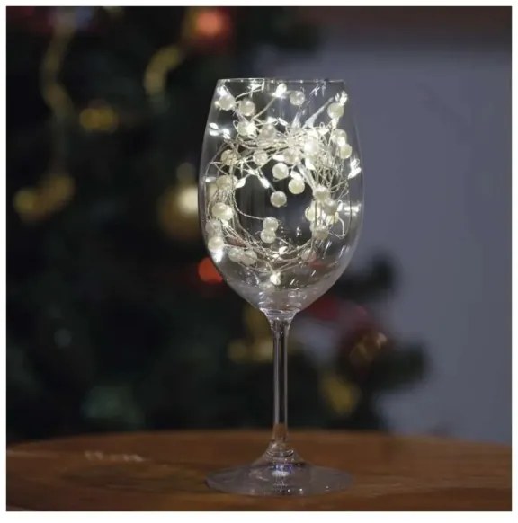 Catena luminosa LED natalizia, 40 LED, 1,5 m, alimentazione 3x AA, bianco caldo