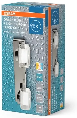 Osram-LED Applique da bagno ORBIS FLAME 2xLED/5,5W/230V IP44 cromo