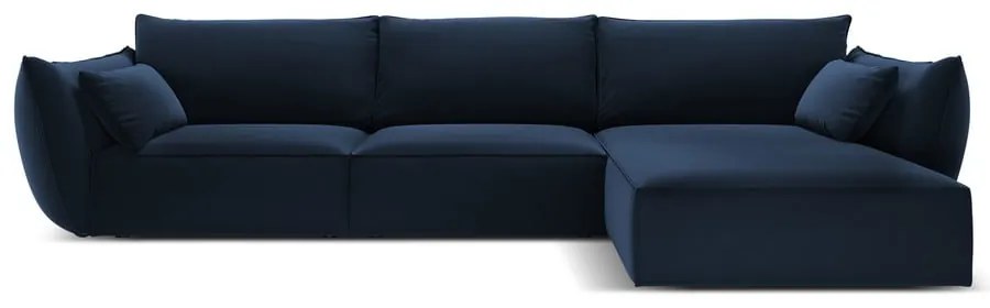 Divano angolare blu scuro (con penisola a destra/con chaise lounge) con rivestimento in velluto Vanda – Mazzini Sofas