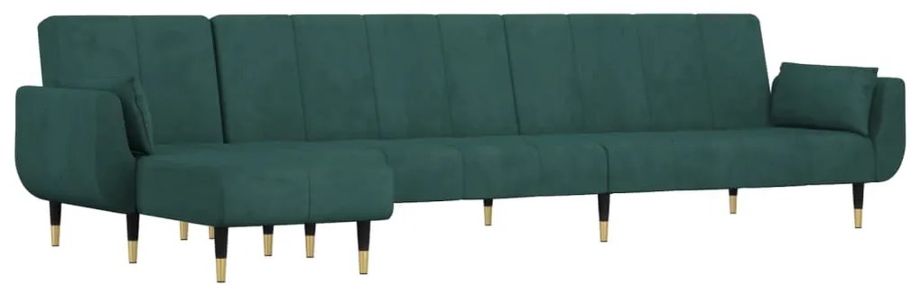 Divano letto a l verde scuro 275x140x70 cm in velluto