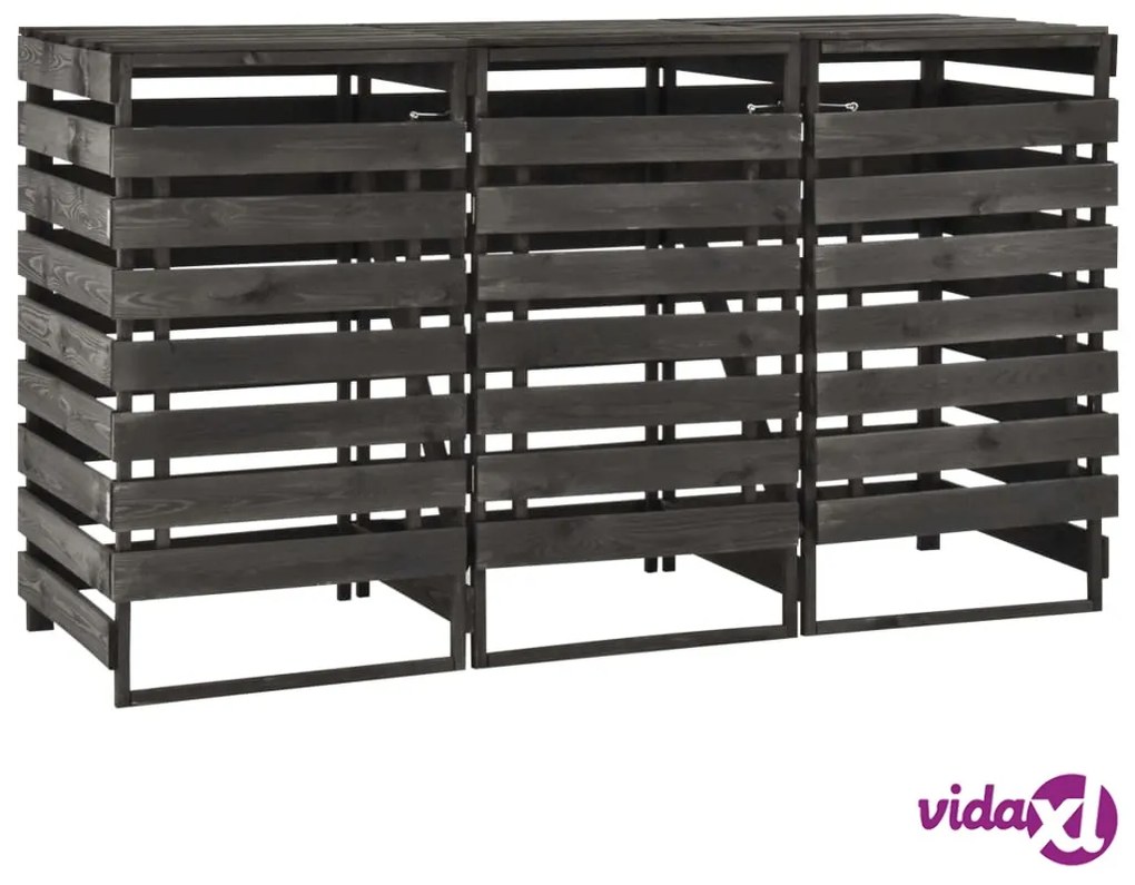 vidaXL Copribidone Triplo 210x75x121 cm in Legno di Pino Verniciato