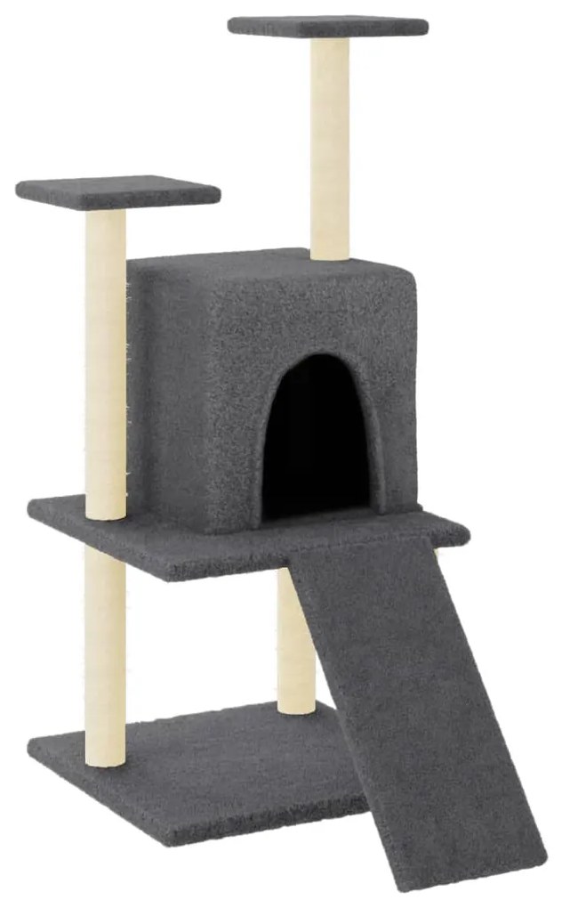 Albero per gatti con tiragraffi in sisal grigio scuro 110 cm
