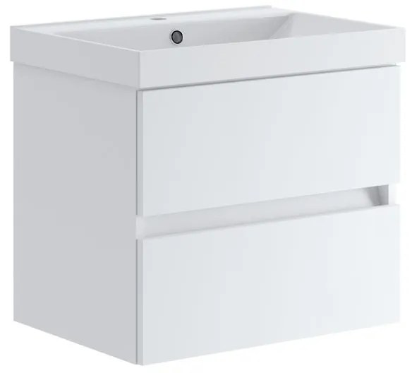 Mobile sottolavabo e lavabo Kora per vasca centrale laccato opaco bianco L 59.5 x H 50 x P 45.5 cm 2 cassetti