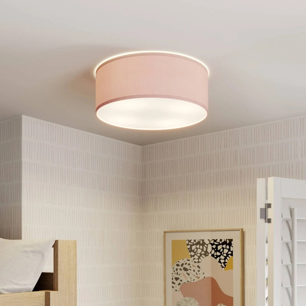 Plafoniera Rondo Kids TK Lighting, dimmerabile, Violetto / Fucsia / Rosa, Cameretta, Tessuto / Stoffa / Seta, Moderno, Plafoniera