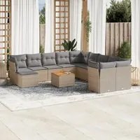 Set Divani da Giardino 12 pz con Cuscini Beige in Polyrattan 3223980