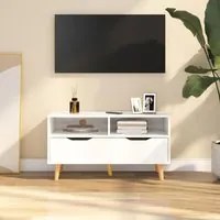 Mobile TV Bianco Lucido 90x40x48,5 cm in Truciolato 326783