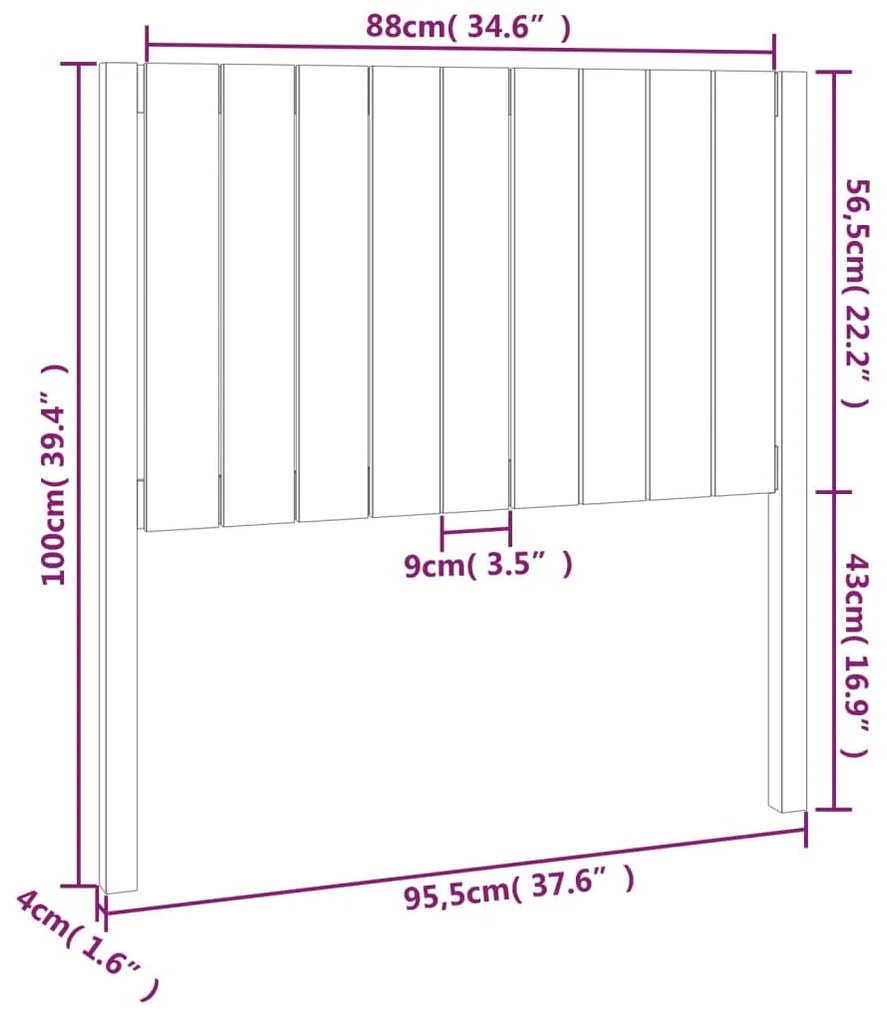 Testiera per Letto Bianca 95,5x4x100 cm Legno Massello di Pino