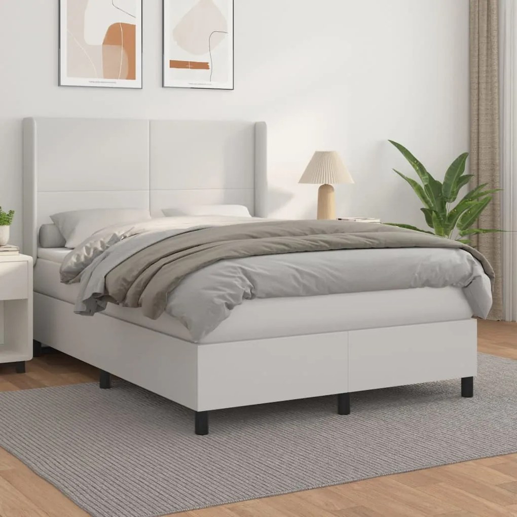 Giroletto A Molle Con Materasso Bianco 140x190 Cm İn Similpelle /