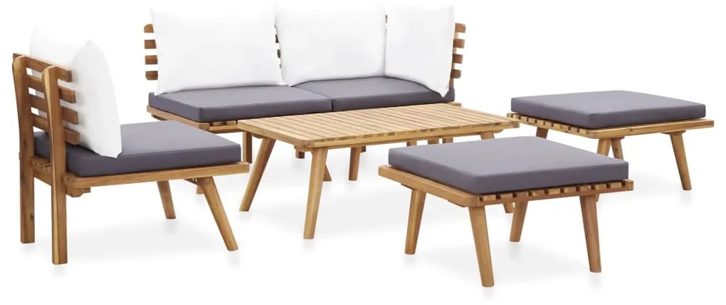 Set divani da giardino 6 pz in legno massello di acacia