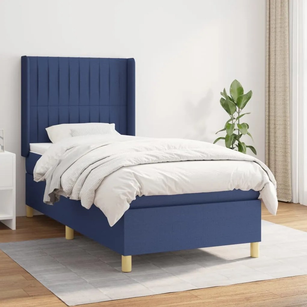 Giroletto A Molle Con Materasso Blu 90x190 Cm İn Tessuto /