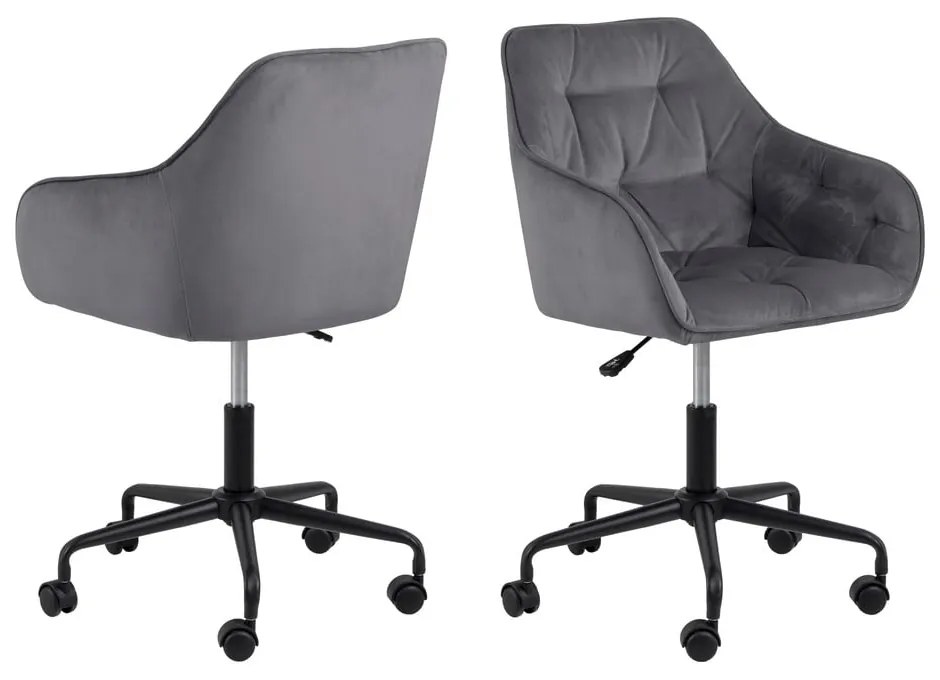 Sedia da ufficio grigia con superficie in velluto Brooke - Actona